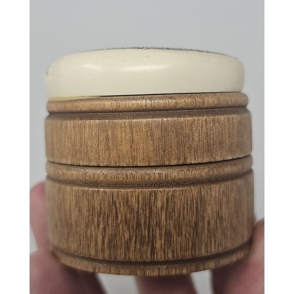 Wooden Circular Trinket Stash Pill Box 2x2" Humpback Whale Nautical - Picture 2 of 11